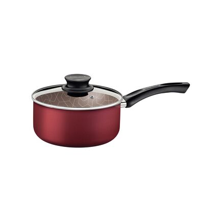 Panela Tramontina Paris em Alumínio com Revestimento Interno e Externo em Antiaderente Starflon Max Vermelho com Tampa de Vidro 16 cm 1,5 L