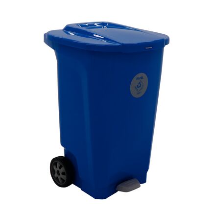 Lixeira Tramontina T-Force Coleta Seletiva com rodas em Polipropileno Azul 100 L